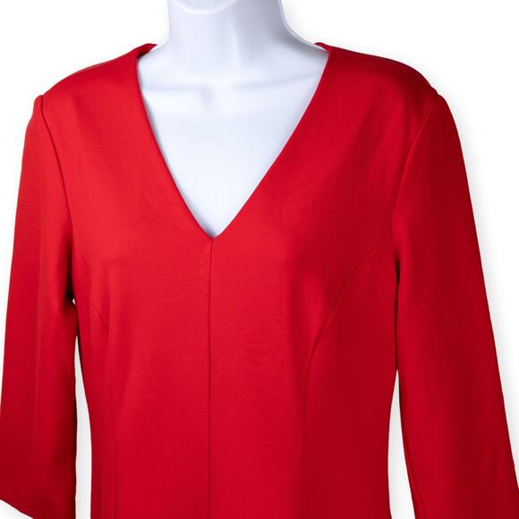 Anne Klein Red Stretch V-Neck Sheath Dress 6 - Picture 7 of 7